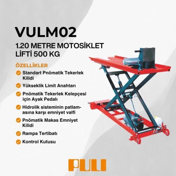 Puli VULM02 Motosiklet Lifti 1 Metre 500 Kg