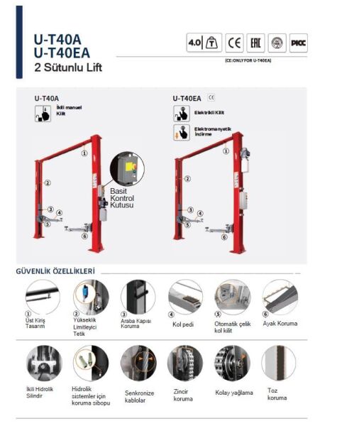 Unite U-T40EA Otomatik Kilitli Lift 380V