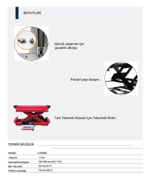 Unite U-X30TQ Rot Ayar Lifti Gezer Krikosu