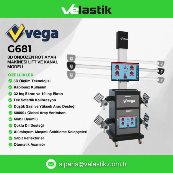 Vega 3D Öndüzen Rot Ayar Makinesi Lift ve Kanal Modeli Çift Ekran 220V G681