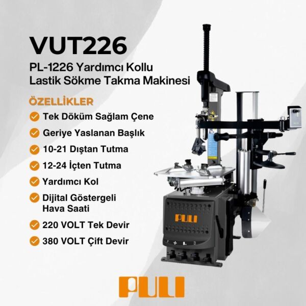 Puli PL-1226 Tam Otomatik Çift Devir Lastik Sökme Takma Makinesi 380V