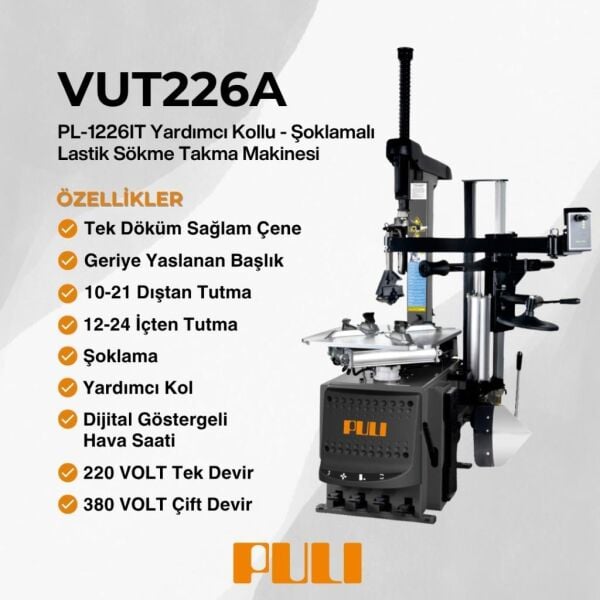Puli PL-1226IT Tam Oto Çift Devir Lastik Sökme Takma Makinesi 380V